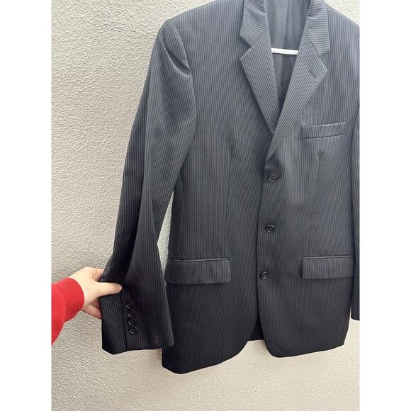 Apt. 9 Mens Suit Coat Size 38R Black Pinstripe Three Button Up Single Breasted - Picture 2 of 15
